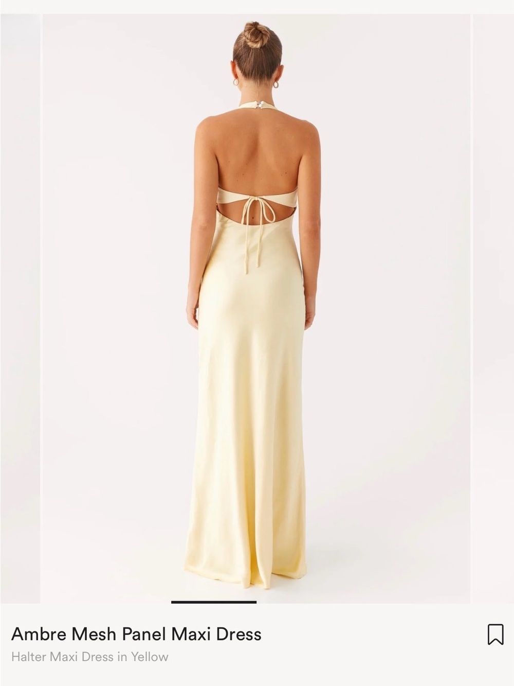 Peppermayo Halter Mesh Panel Maxi Dress in Pale Yellow - Picture 2 of 5